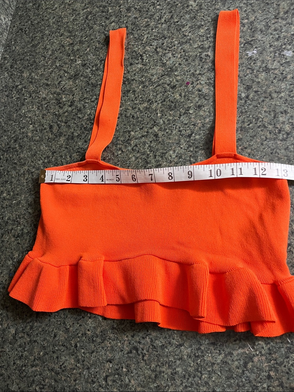 Zara Bright Orange Ruffled Crop Tank - Picture 3 of 3